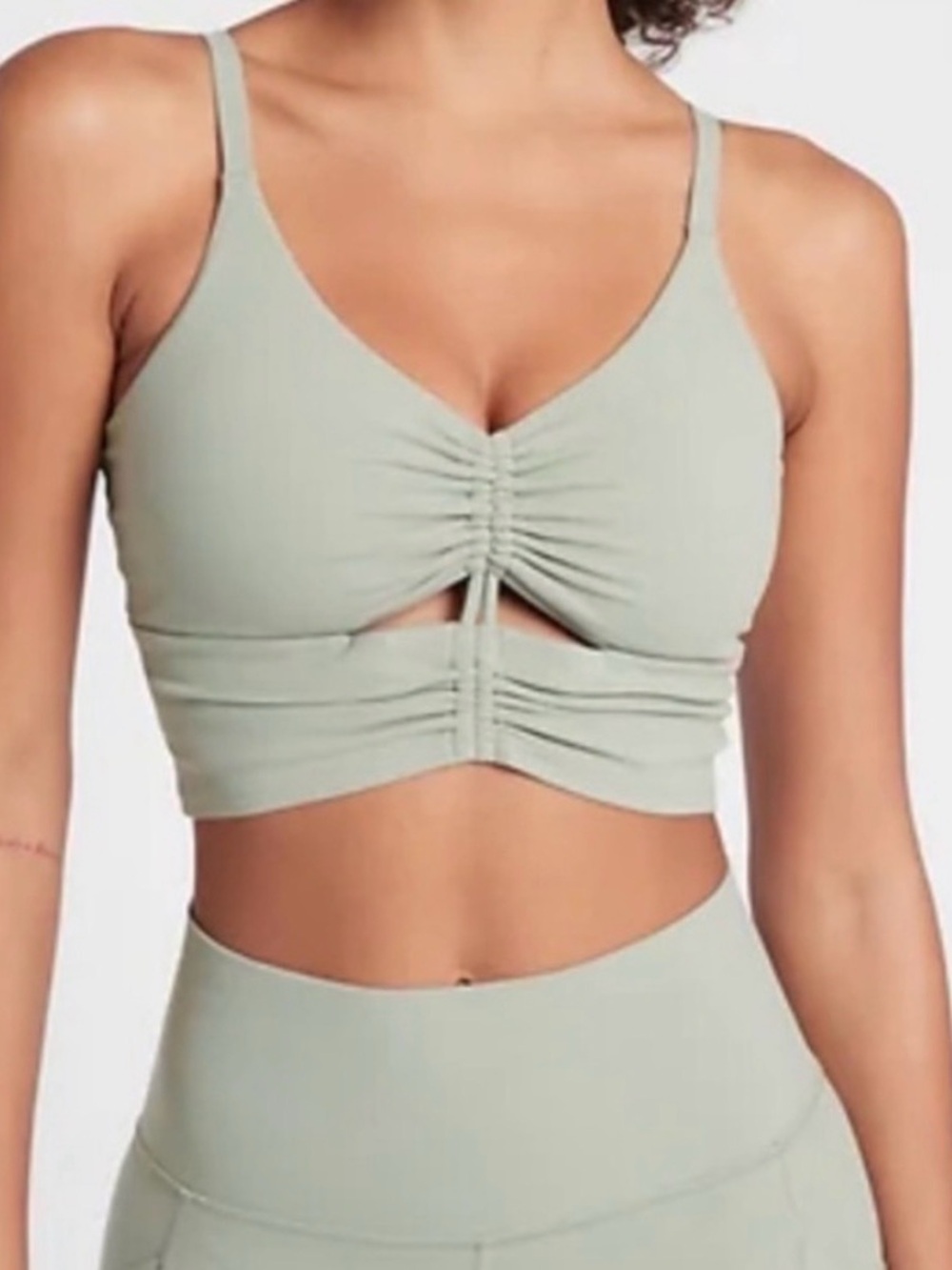 Athleta Ruched Cinch Longline Sports Bra